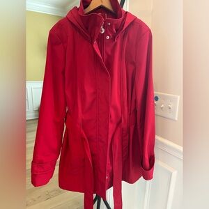 Calvin Klein Hooded Red Trench coat/Rain coat